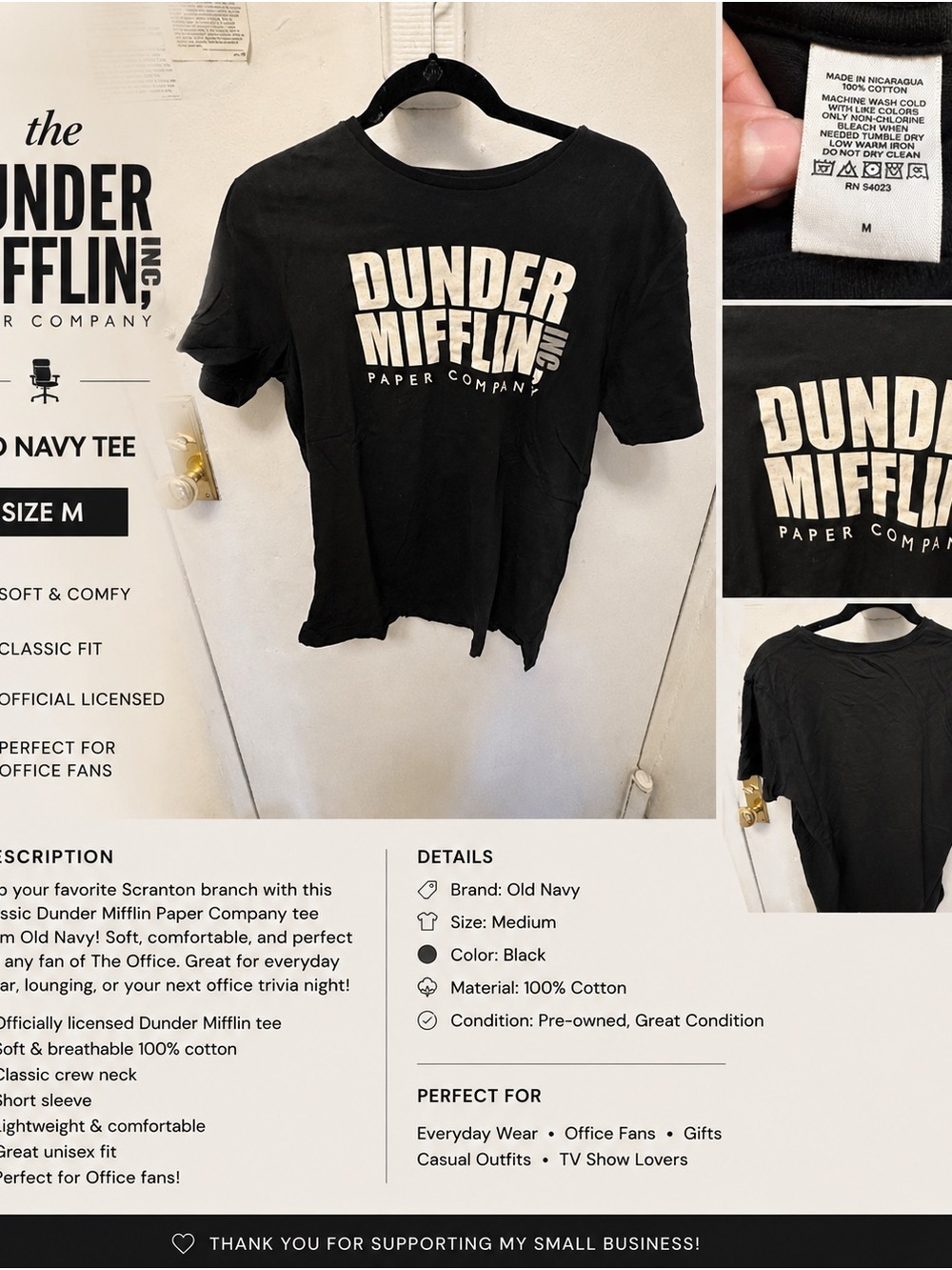 Old Navy Black Dunder Mifflin Paper Company ' Tee